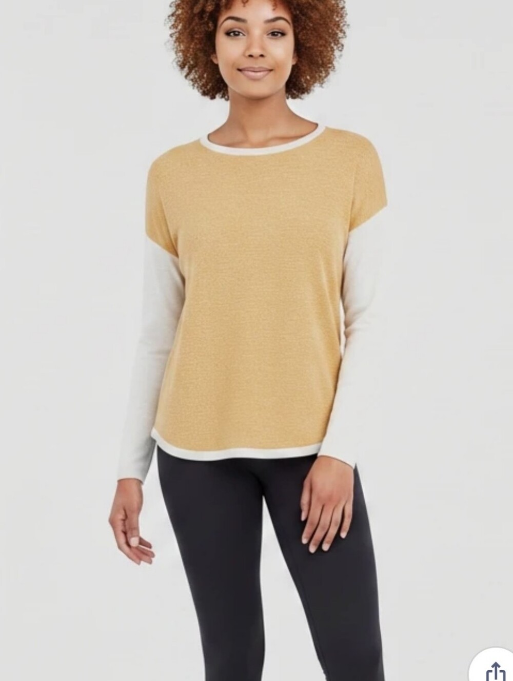 Smartwool Two-Tone Mustard and Cream Scoop Neck Sweater